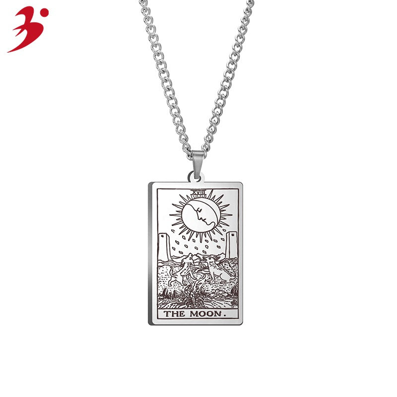 Helios Tarot Stainless Steel Real Gold Plating Pendant Religious Ornament Christmas Gift Men's Sweater Necklace