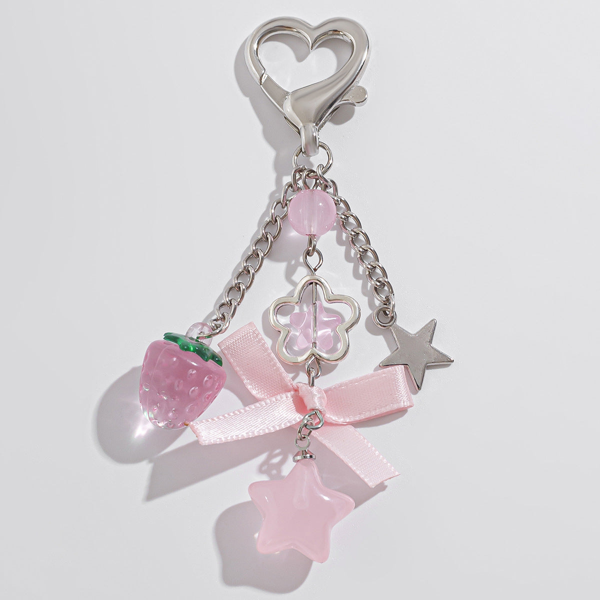 Small Fresh Bow Special Secret Chain Keychain Pentagram Alloy Glass Bead Pendant