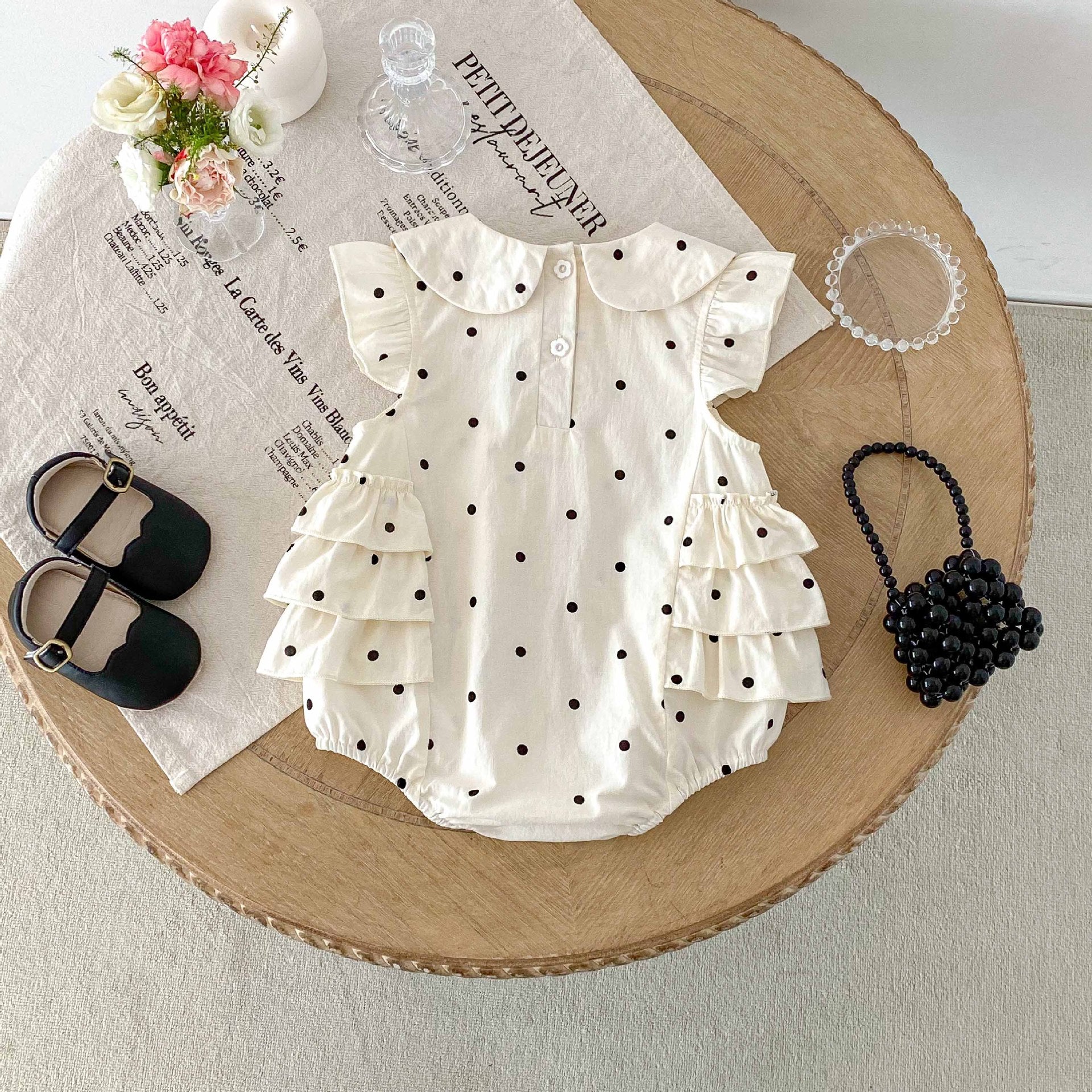 Baby Girl Onesie Sleeveless Summer Lightweight Princess Outfit for 100 Days and Birthday Celebration
