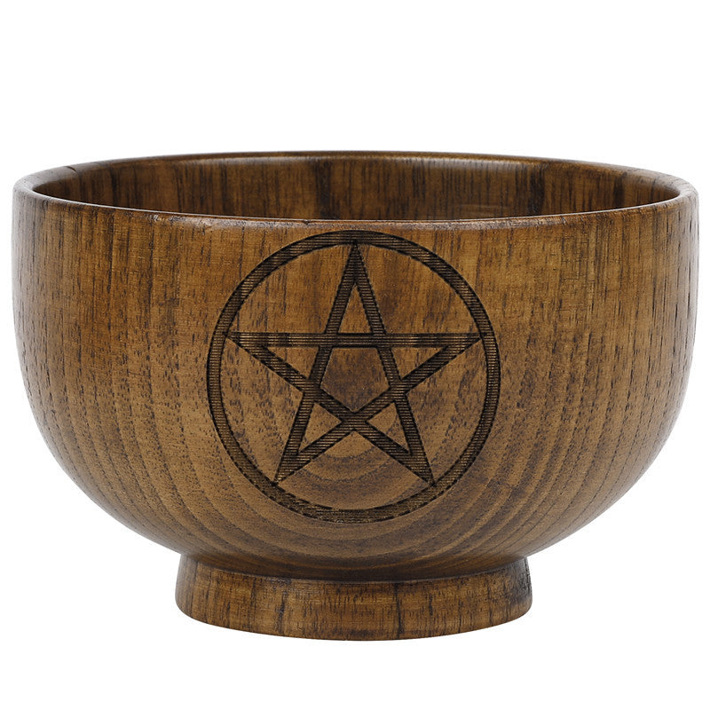 New Pentagram Wooden Bowl Three-Phase Moon Goddess Storage Bowl Wika WICCA Altar Ornament