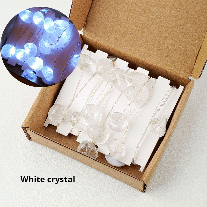 Natural Pink Amethyst Original Stone Atmosphere Light Gravel Long Colored Light String Christmas Decoration