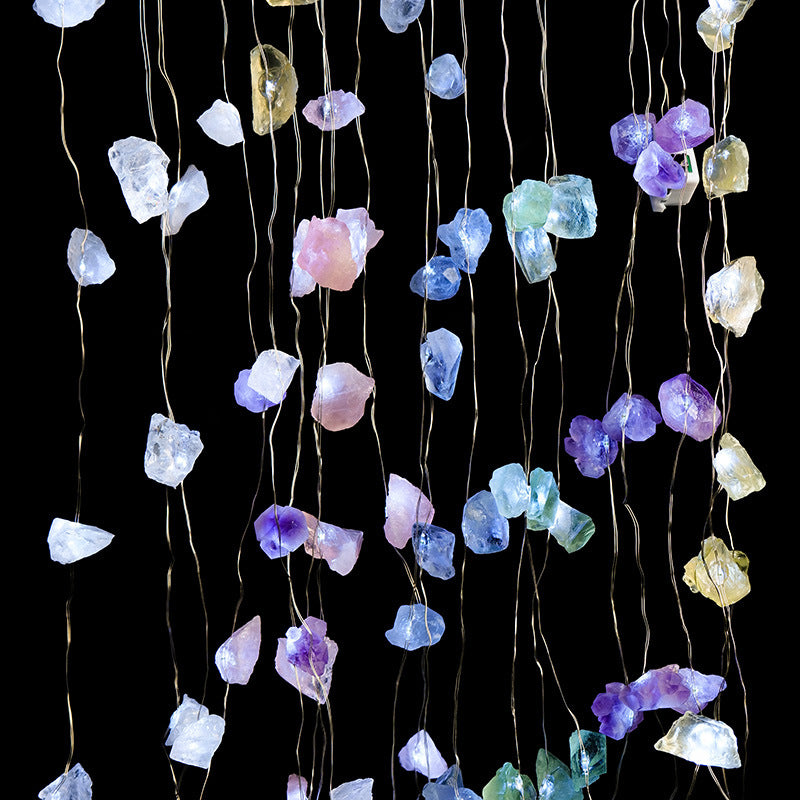 Natural Pink Amethyst Original Stone Atmosphere Light Gravel Long Colored Light String Christmas Decoration