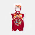 Summer New Baby Girl Red Dress with Flying Sleeve Skirt  Infant Bodysuit Romper