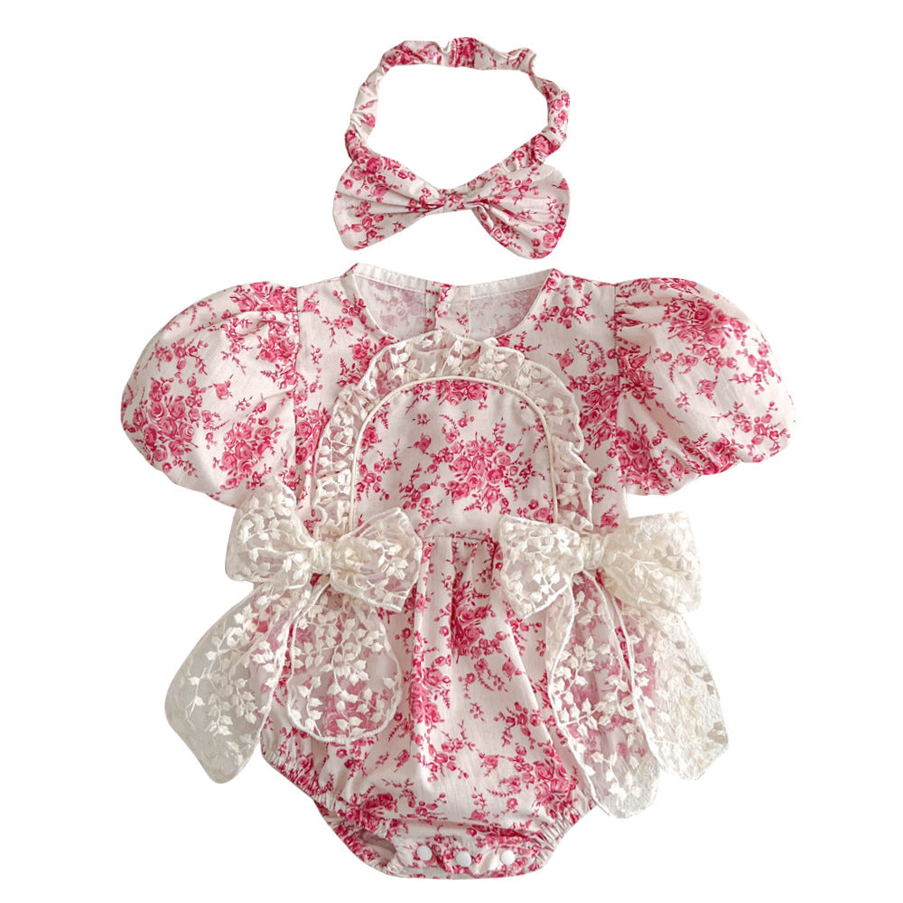 One-piece Summer Baby Romper Short Sleeve Girl Dress Infant Clothing Strap Romper Summer A Class