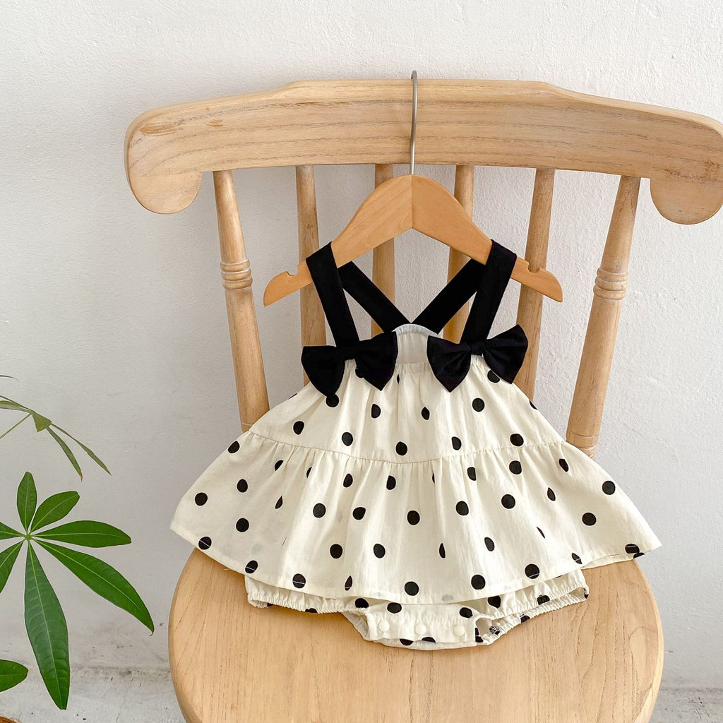Summer Baby Girl Clothes Bow Strap Bodysuit Cute Polka Dot Princess Romper Dress Crawling Suit