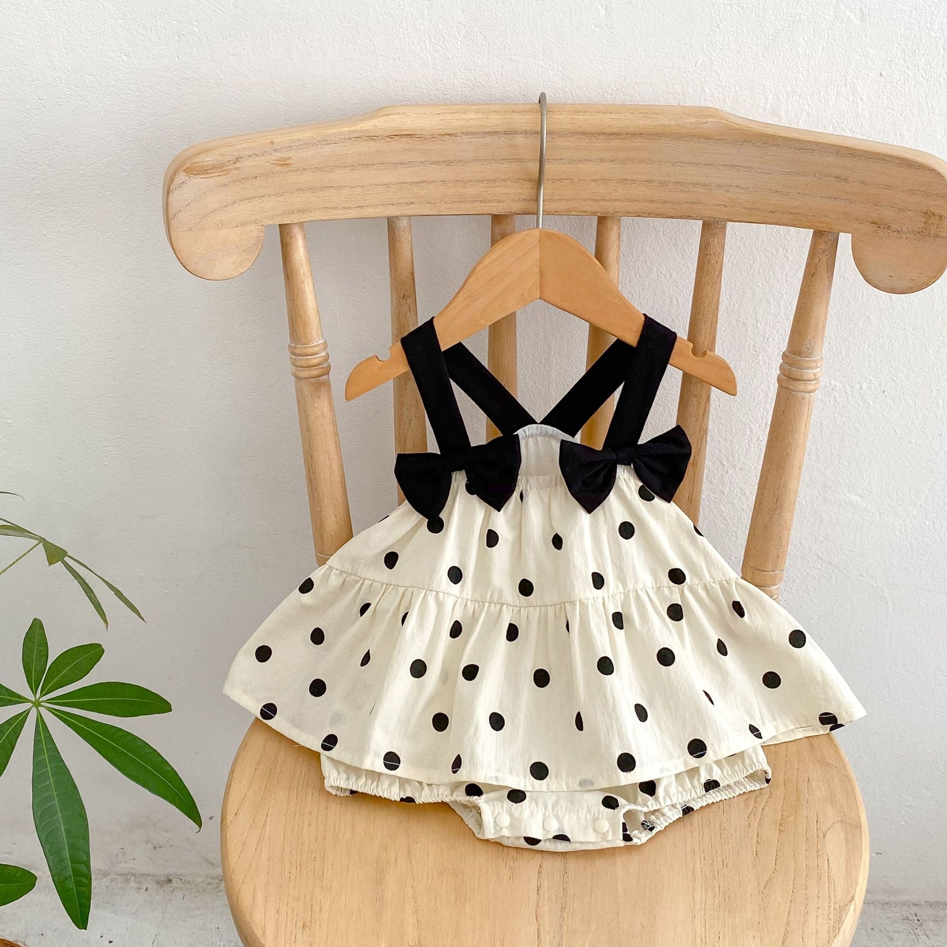 Summer Baby Girl Clothes Bow Strap Bodysuit Cute Polka Dot Princess Romper Dress Crawling Suit