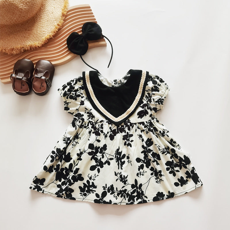 Girls' Dress Onesie Baby Clothes Children's Bodysuit Short Sleeve Cotton-Padded Onesie