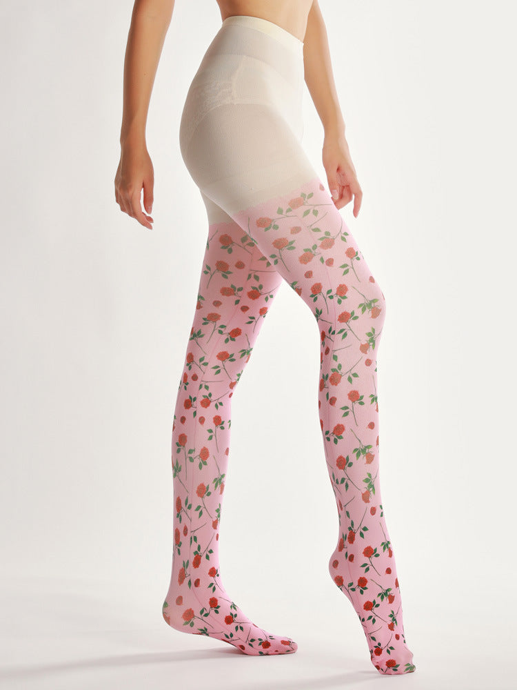 High Quality Flexible Digital Print Tights Fashion Paint Pattern Pantyhose Soft Winter Colorful Stockings Womens
