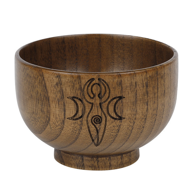 New Pentagram Wooden Bowl Three-Phase Moon Goddess Storage Bowl Wika WICCA Altar Ornament