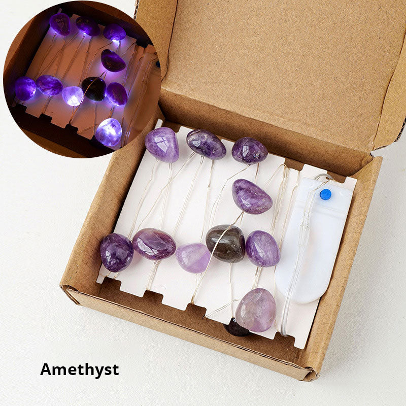 Natural Pink Amethyst Original Stone Atmosphere Light Gravel Long Colored Light String Christmas Decoration