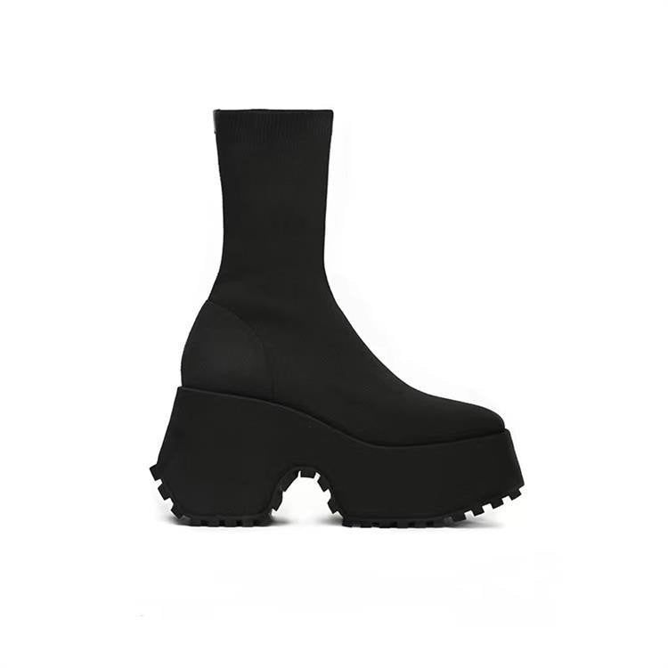 Brand Fashion Women’s Gothic Platform Ankle Boots New Chunky Heels Halloween Knee High Boots Punk Style Motorcycle Boots