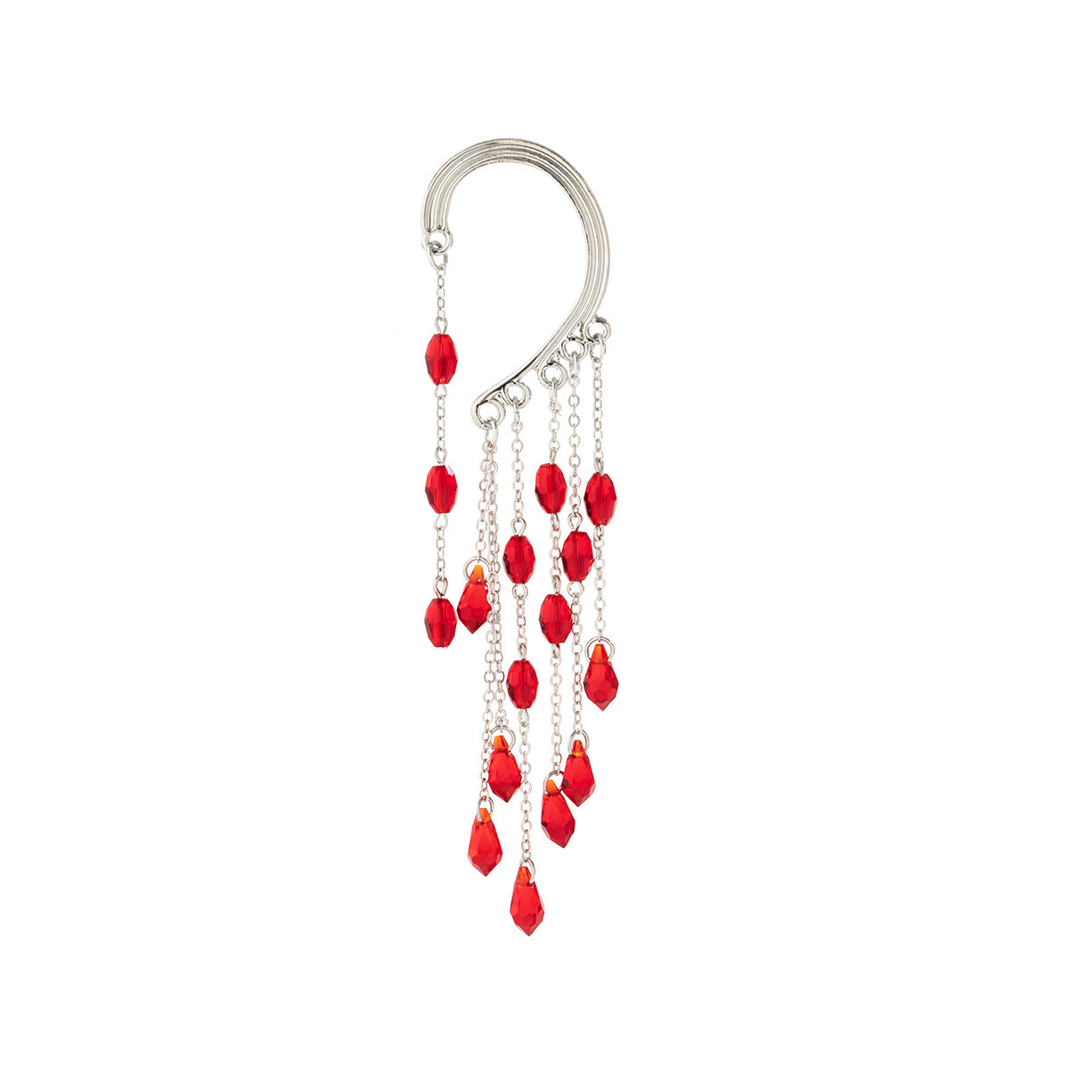Gothic style blood stained crystal pendant with ear hooks, no ear holes, exaggerated blood drop earrings, ear clips for women