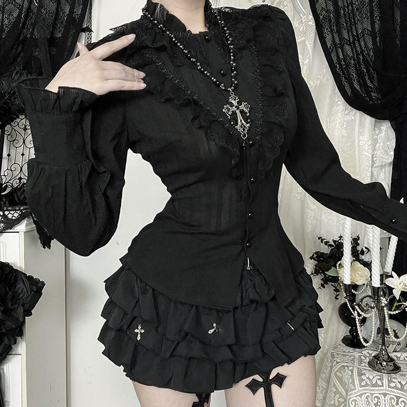 Gothic dark jacquard textured shirt