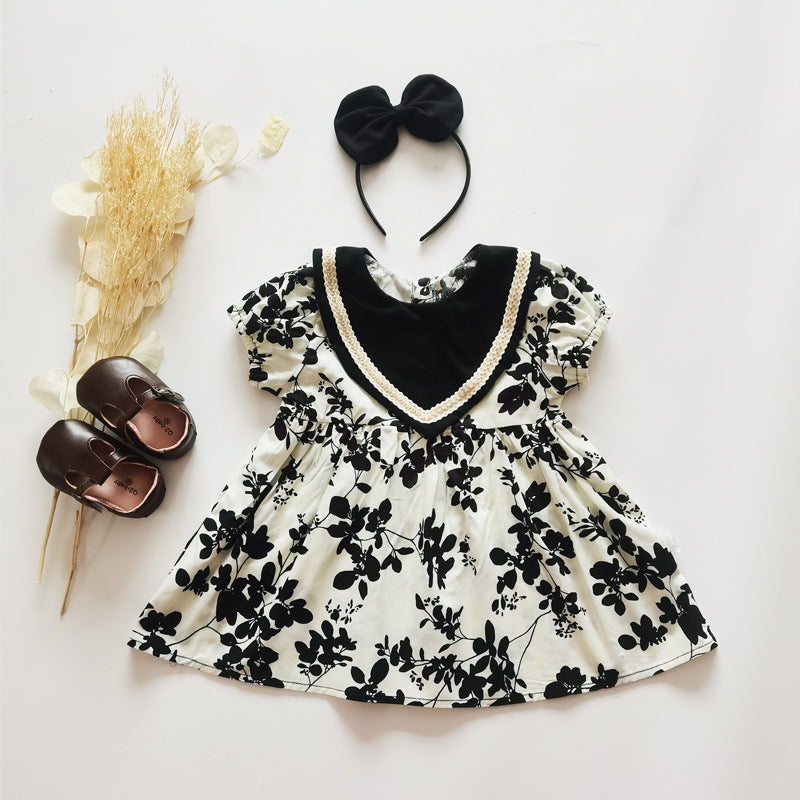 Girls' Dress Onesie Baby Clothes Children's Bodysuit Short Sleeve Cotton-Padded Onesie