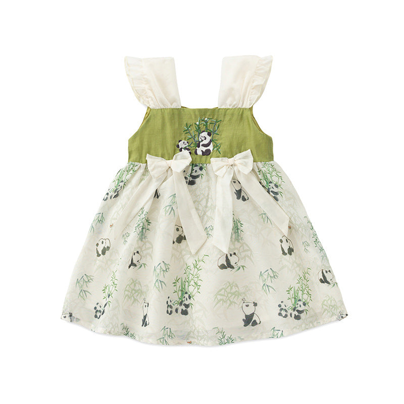 New Dress for Girls Summer Sleeveless Princess Dress with Buttoned Strap Design