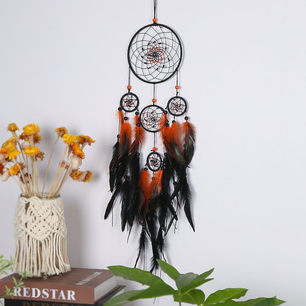 Dark Department New Five-Ring Dream Catcher Feather Pendant Nordic Style Fashion Home Wind Chime Dream Catcher Pendant