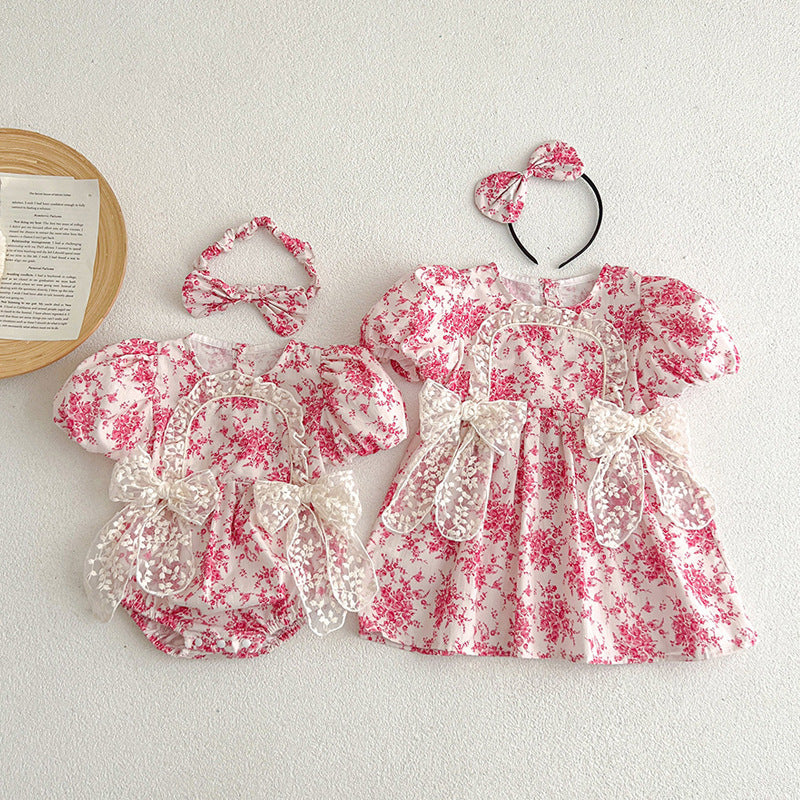 One-piece Summer Baby Romper Short Sleeve Girl Dress Infant Clothing Strap Romper Summer A Class