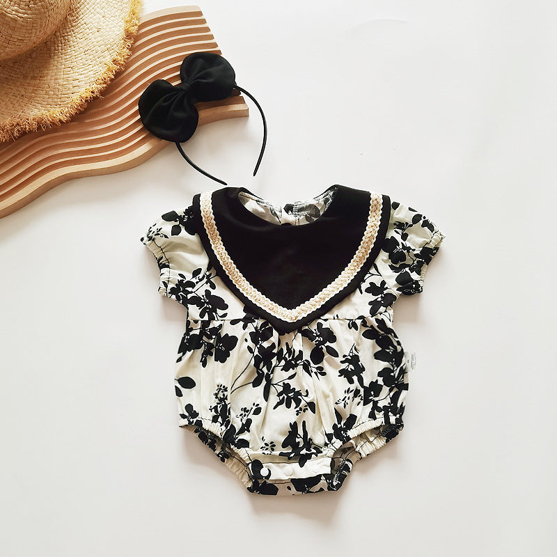 Girls' Dress Onesie Baby Clothes Children's Bodysuit Short Sleeve Cotton-Padded Onesie