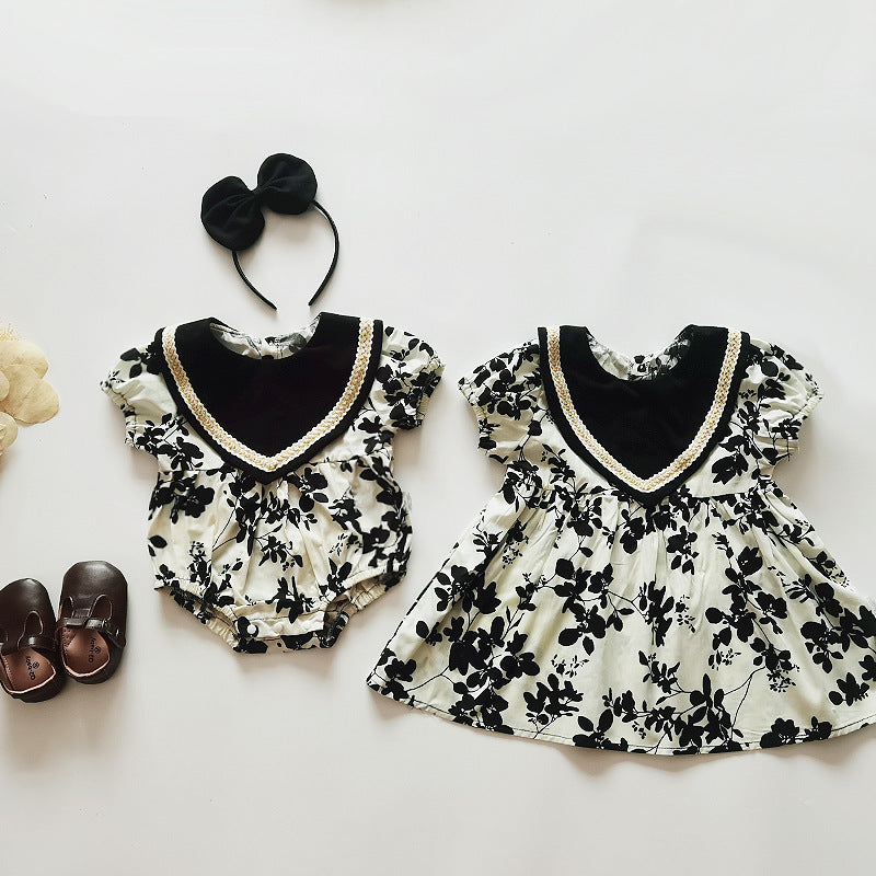 Girls' Dress Onesie Baby Clothes Children's Bodysuit Short Sleeve Cotton-Padded Onesie