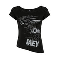 Y2K Dark Style Letter Print Off-Shoulder Loose Short Sleeve T-Shirt Millennium Spicy Girl Street Sexy Backless Hip Hop Top
