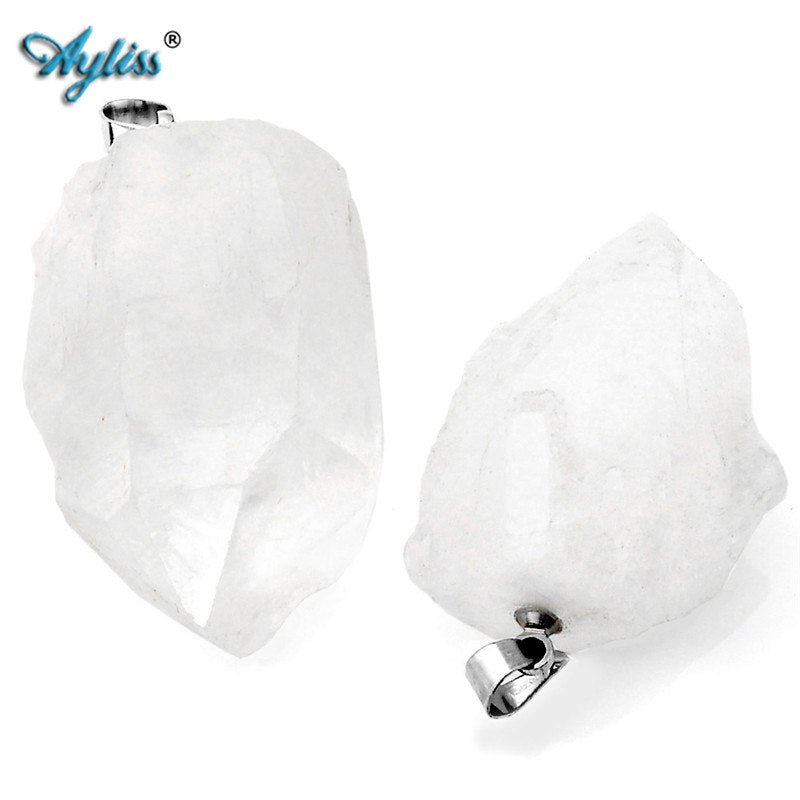 1pc Irregular Stone Rock Crystal Quartz Natural Lapis Lazuli Gem stone Circle Pendant Necklace Gifts Pendant Jewelry