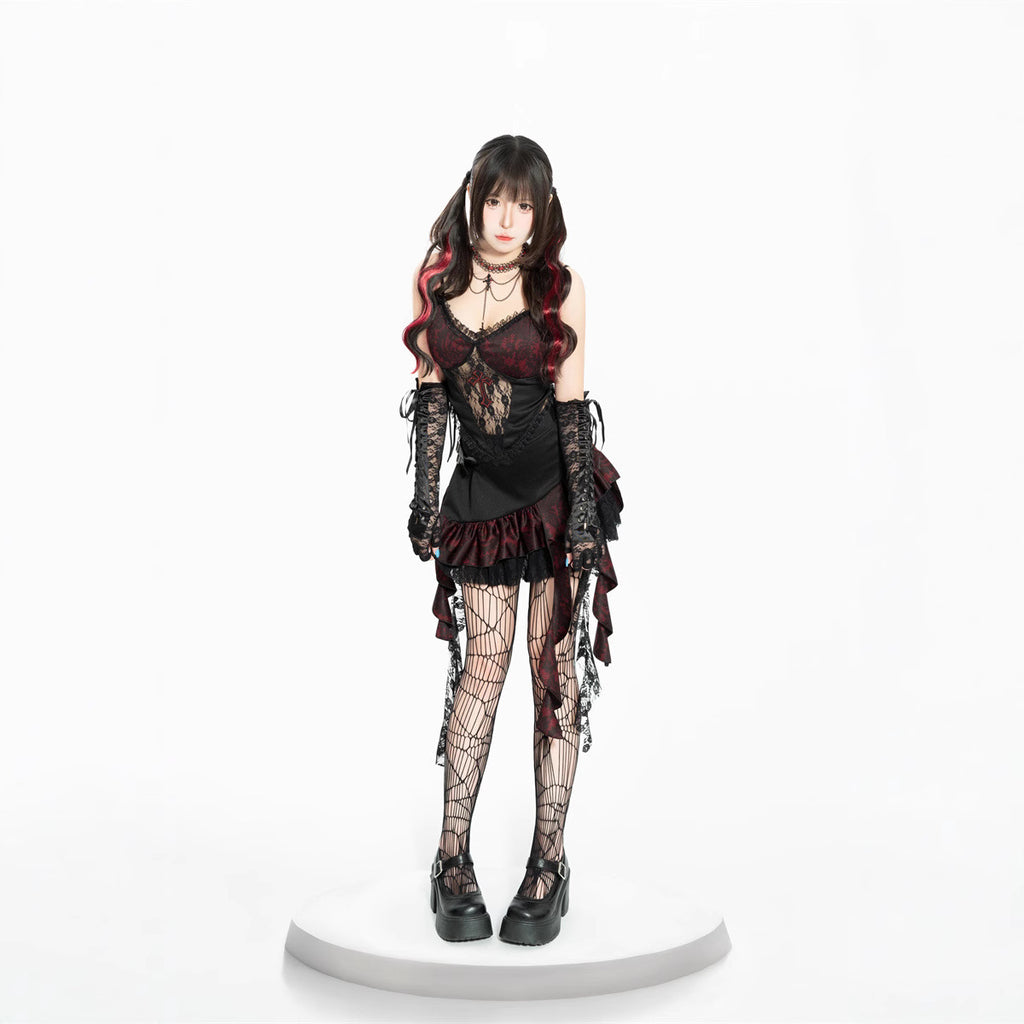Halloween Dark Style Vampire Cosplay Duchess Lady Strap Top Sexy Performance Outfit