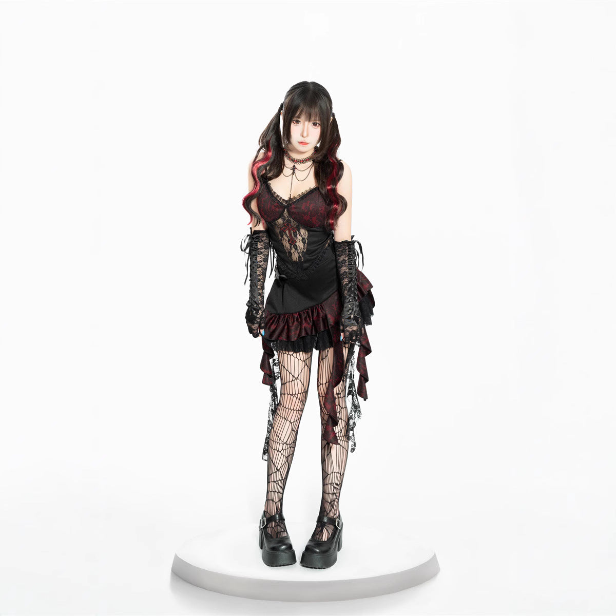 Halloween Dark Style Vampire Cosplay Duchess Lady Strap Top Sexy Performance Outfit