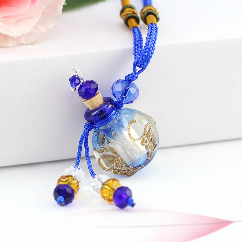 Murano Glass Perfume Necklace (with cord), essential oil jewelry bottle ,perfume bottle jewelry ,necklace
