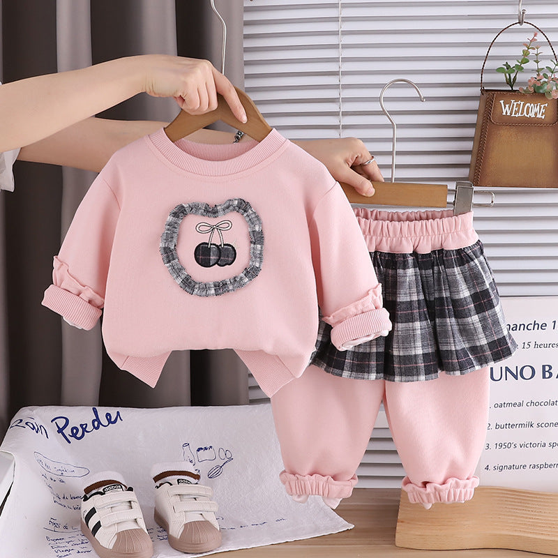 Hoodie long sleeved two-piece set for baby spring and autumn clothes