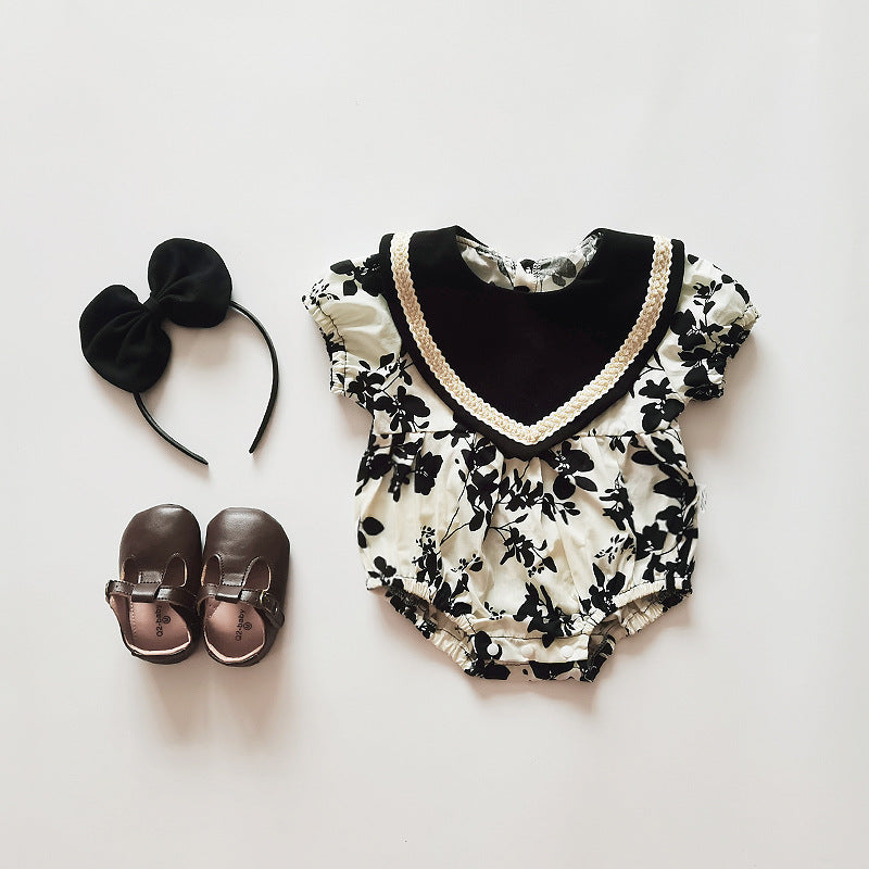 Girls' Dress Onesie Baby Clothes Children's Bodysuit Short Sleeve Cotton-Padded Onesie