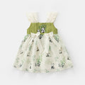 New Dress for Girls Summer Sleeveless Princess Dress with Buttoned Strap Design