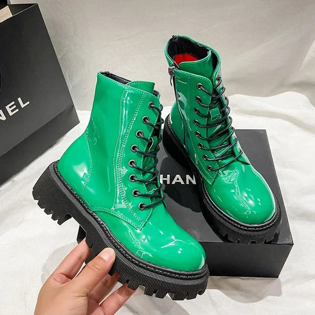 Women Colorful Fashion Ankle Boots Gothic Platform Punk Winter Black High Heels Sexy Ladies Shoes Combat Boots for Women