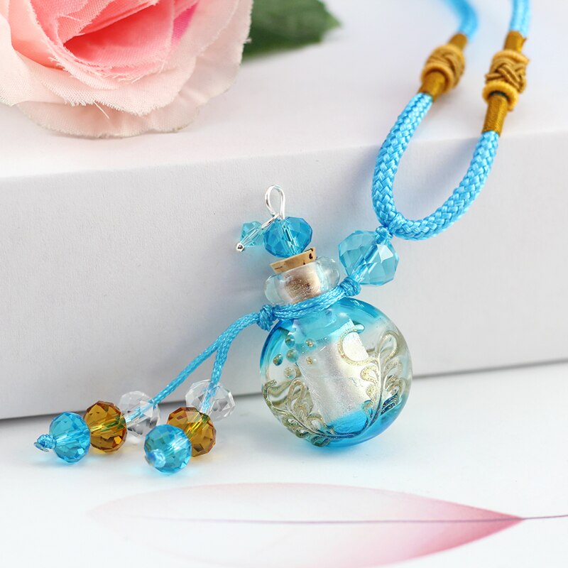 Murano Glass Perfume Necklace (with cord), essential oil jewelry bottle ,perfume bottle jewelry ,necklace