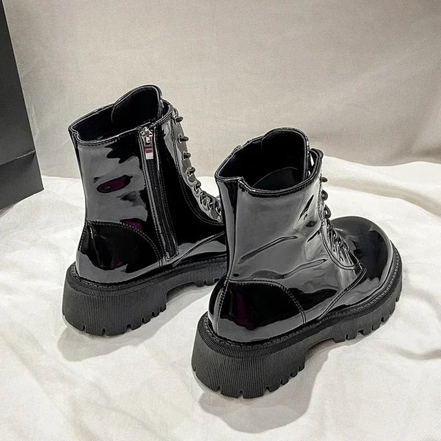 Women Colorful Fashion Ankle Boots Gothic Platform Punk Winter Black High Heels Sexy Ladies Shoes Combat Boots for Women