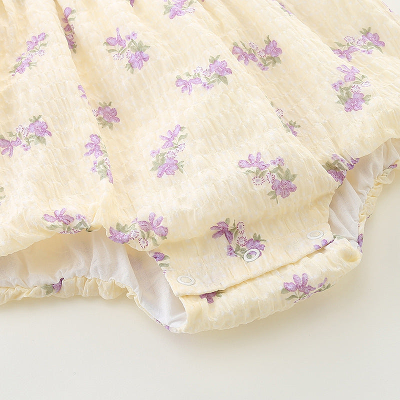 Cute Baby Girl Summer Romper Newborn Infant Double Layer Bodysuit Strap Triangular Diaper Cover