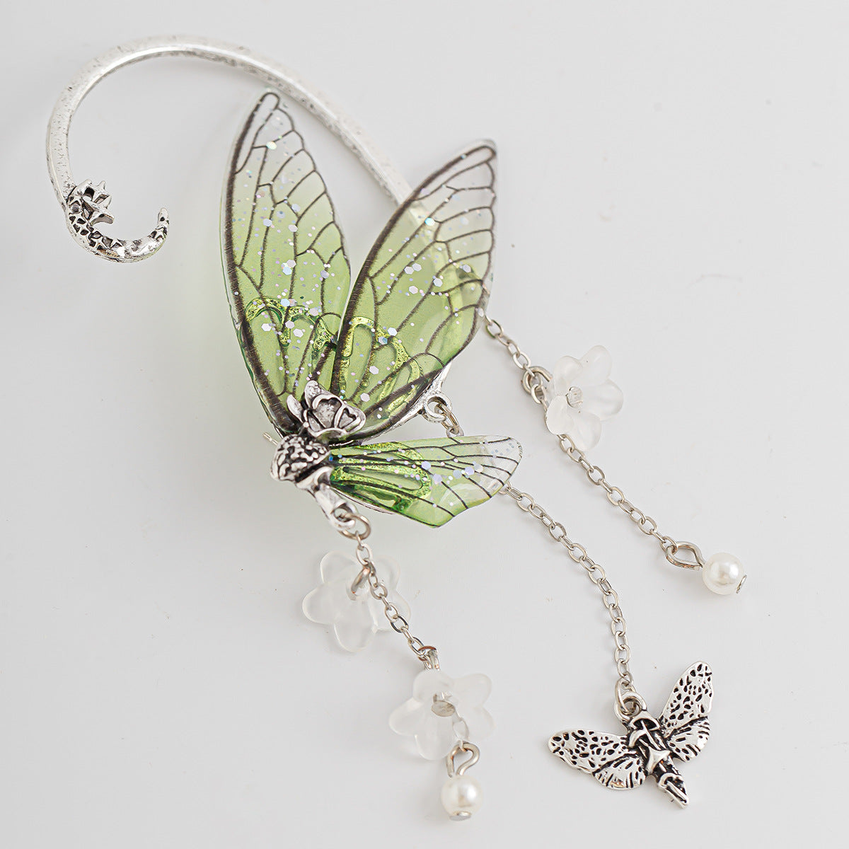 Forest style elf ear tassel ear hanging butterfly outline earring jewelry cross-border wing ear clip