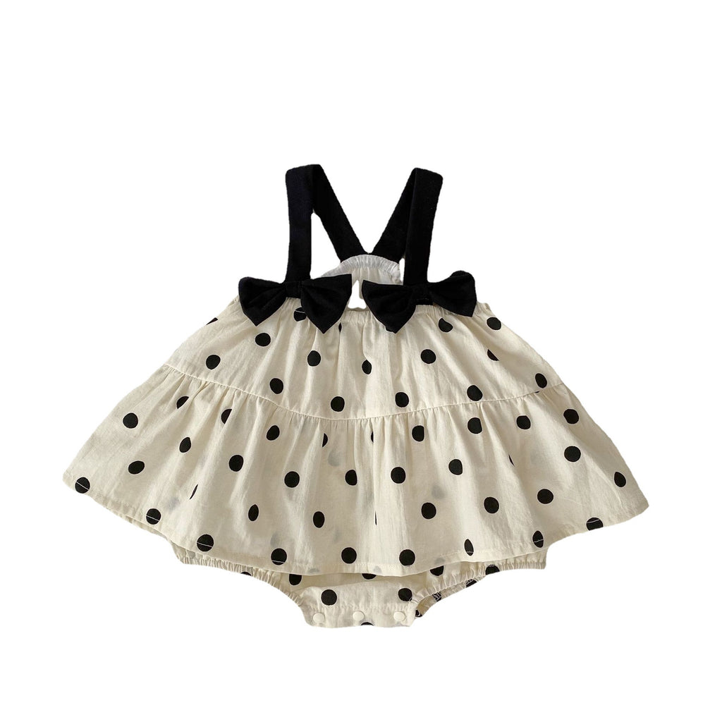 Summer Baby Girl Clothes Bow Strap Bodysuit Cute Polka Dot Princess Romper Dress Crawling Suit