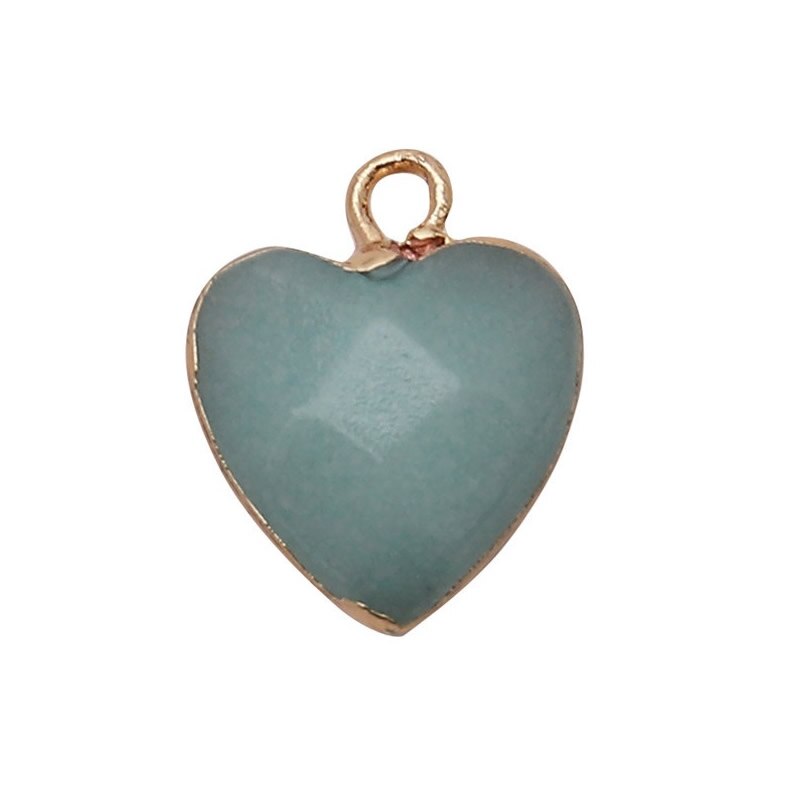 Women Jewelry  12.5mm Small Lovely Heart Pendant Labradorit Aventurine Opal Rose Crystal Quartz Stone Pendant DIY for Necklace