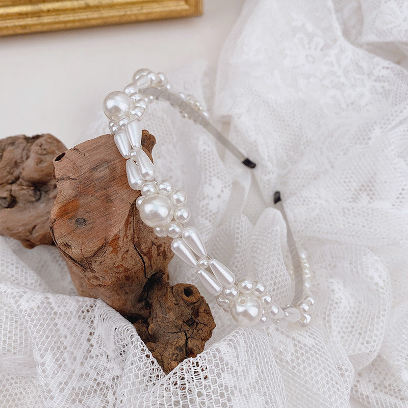 Korean Crystal Pearl Headband Female All-Match Hairpin Super Fairy Hairpin Out Headband