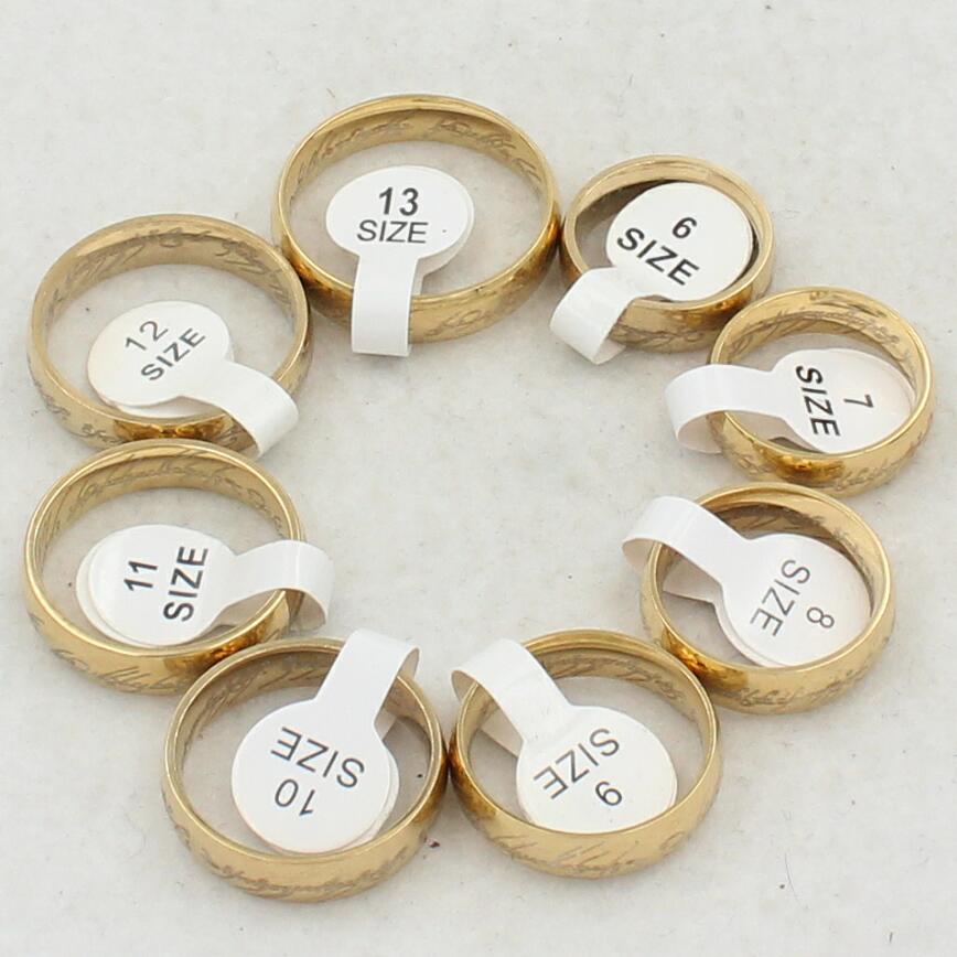 LOVER' wedding rings Magic Letter The Lord of One Ring Black Silver Gold Titanium Stainless Steel Ring