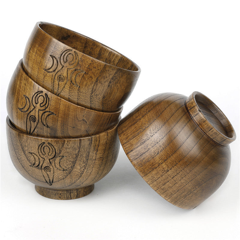 New Pentagram Wooden Bowl Three-Phase Moon Goddess Storage Bowl Wika WICCA Altar Ornament