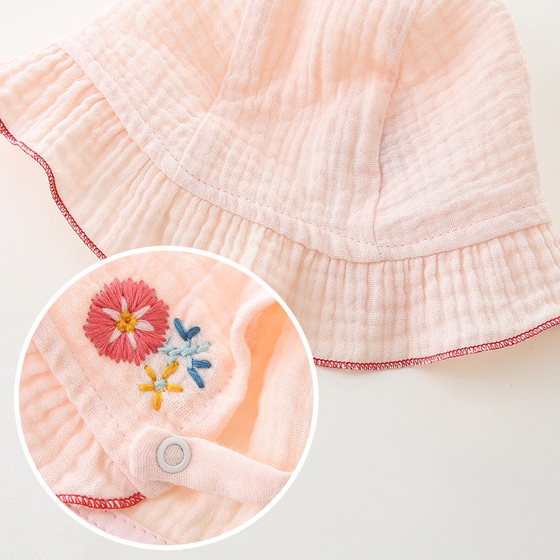Baby Spring Autumn New Cotton Romper with Flower Embroidery for Girls, Infant Bodysuit Crawling Clothes