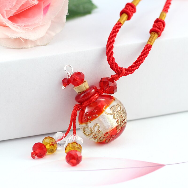 Murano Glass Perfume Necklace (with cord), essential oil jewelry bottle ,perfume bottle jewelry ,necklace