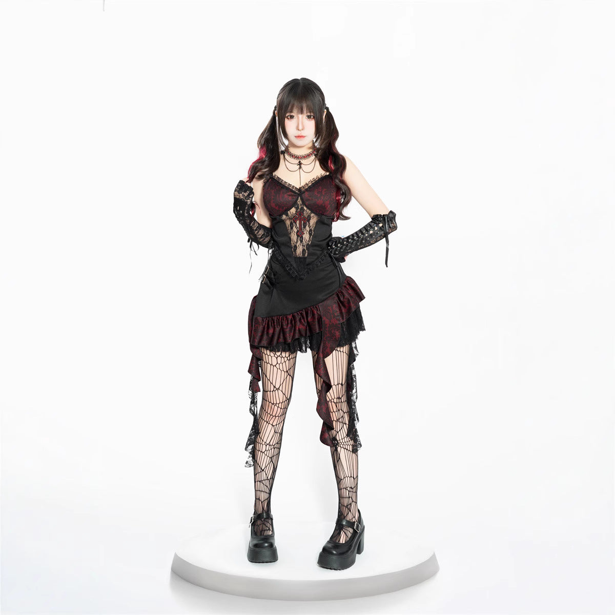 Halloween Dark Style Vampire Cosplay Duchess Lady Strap Top Sexy Performance Outfit