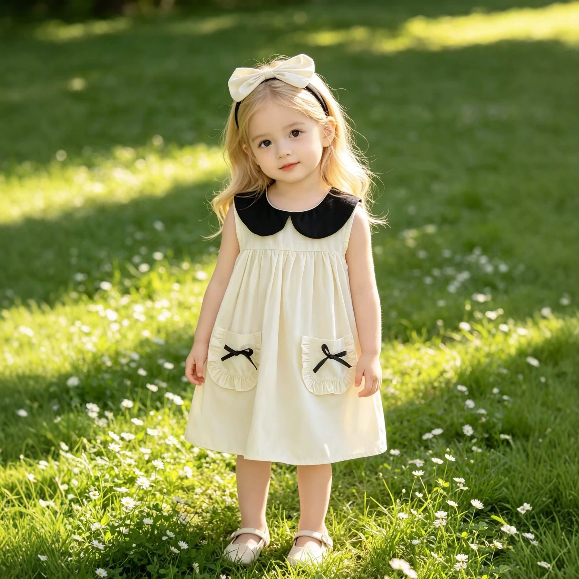 Summer Sleeveless Romper Baby Clothes Girl Sweet Chic Style Dress Triangle Crawler Sister Set