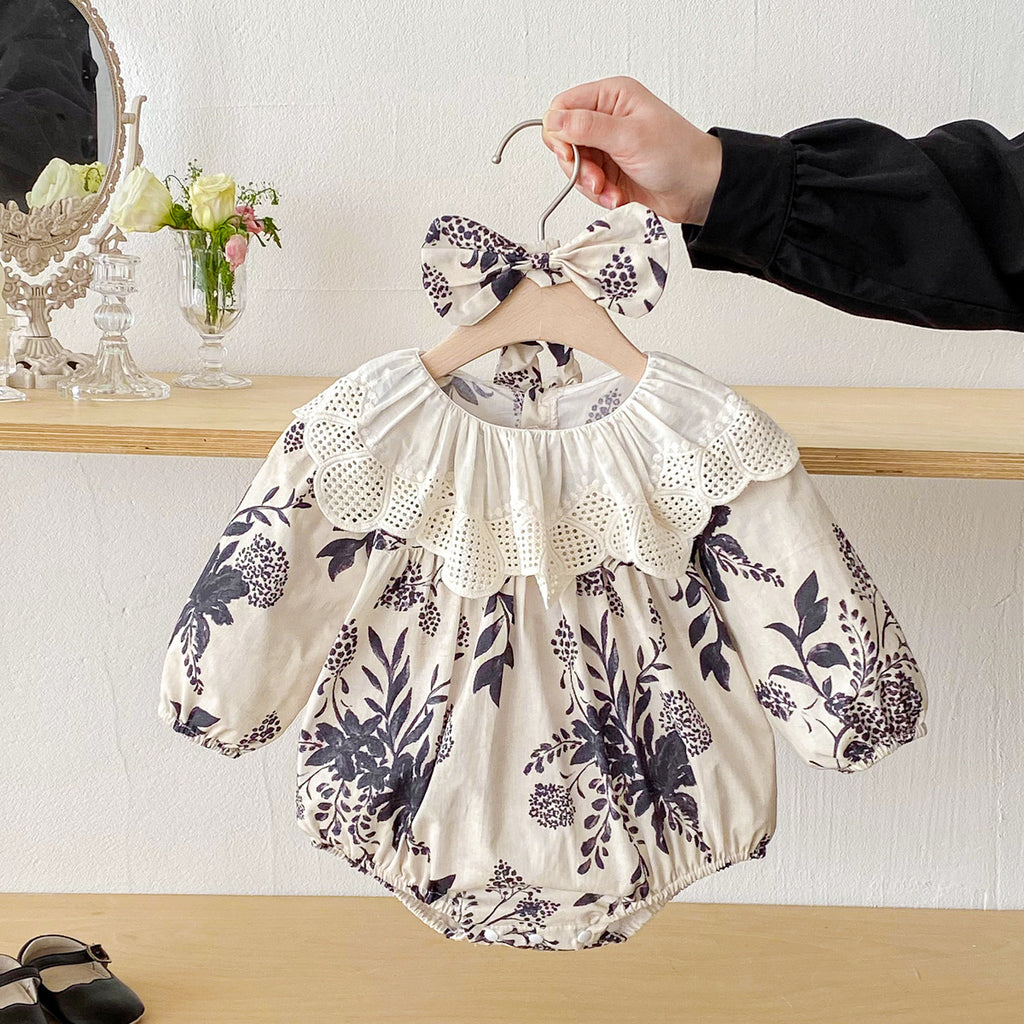 Baby Clothes Spring New Arrival Baby Romper Girls Chinese Style Ink Painting Dress Princess Sister Outfit