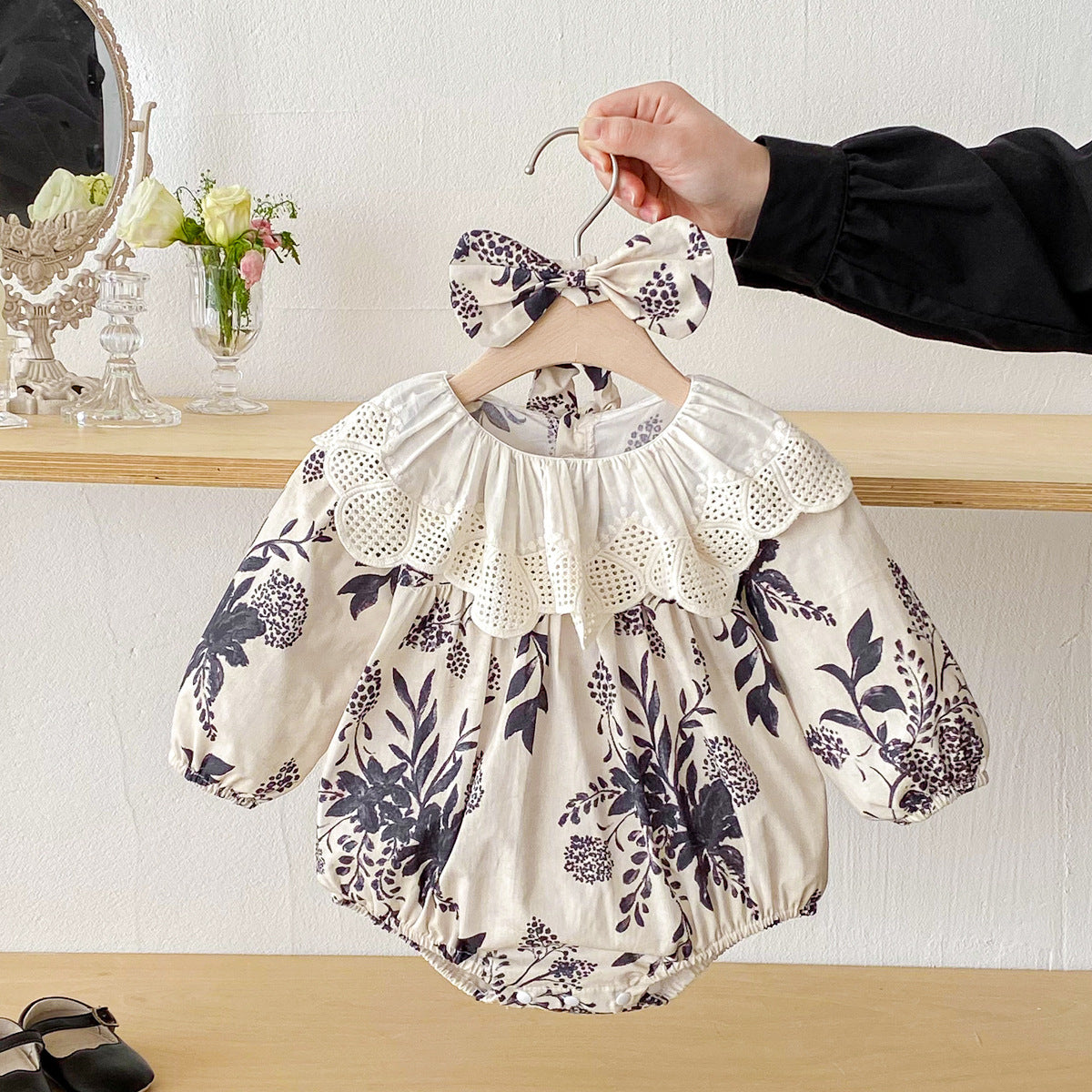 Baby Clothes Spring New Arrival Baby Romper Girls Chinese Style Ink Painting Dress Princess Sister Outfit