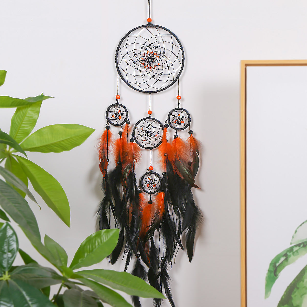 Dark Department New Five-Ring Dream Catcher Feather Pendant Nordic Style Fashion Home Wind Chime Dream Catcher Pendant