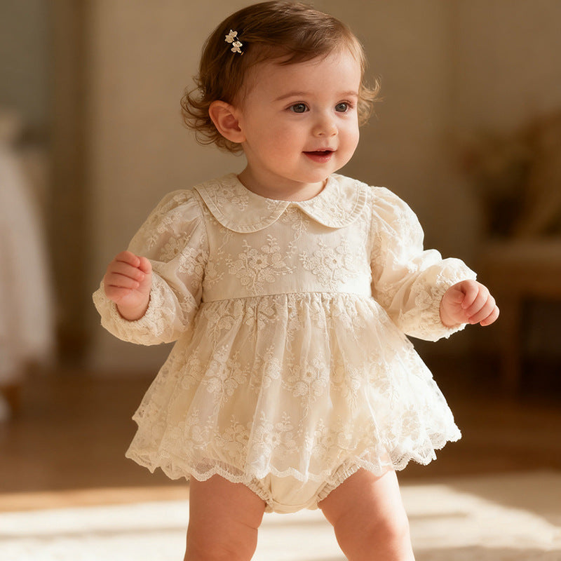 Spring and Autumn Baby Clothes, Baby Girl Romper, Princess Dress, Crawling Suit, Tulle 1st Birthday Dress, Newborn Onesie