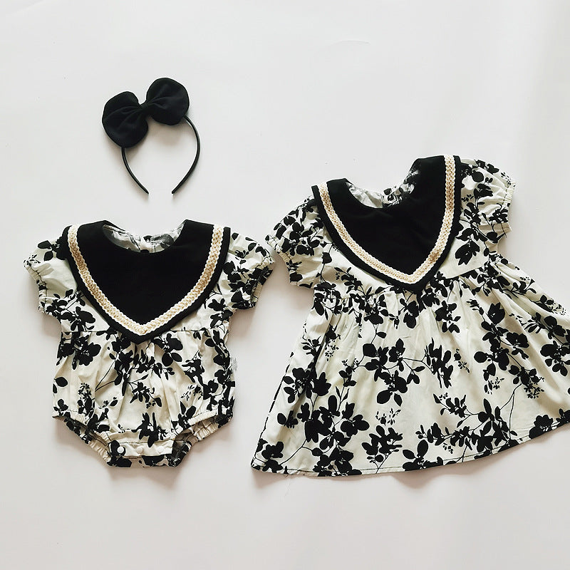 Girls' Dress Onesie Baby Clothes Children's Bodysuit Short Sleeve Cotton-Padded Onesie